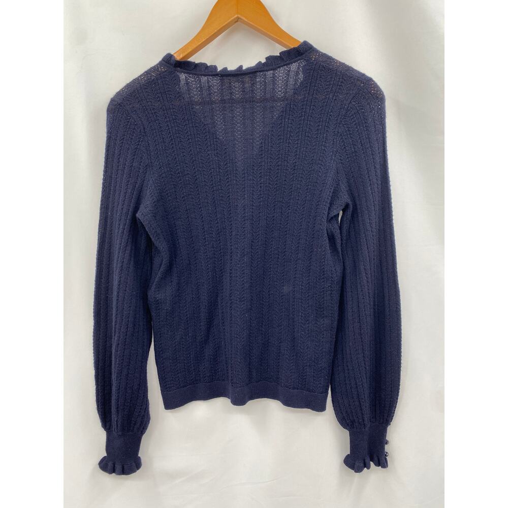 Sezane Louis navy blue merino cardigan sweater - Picture 8 of 12
